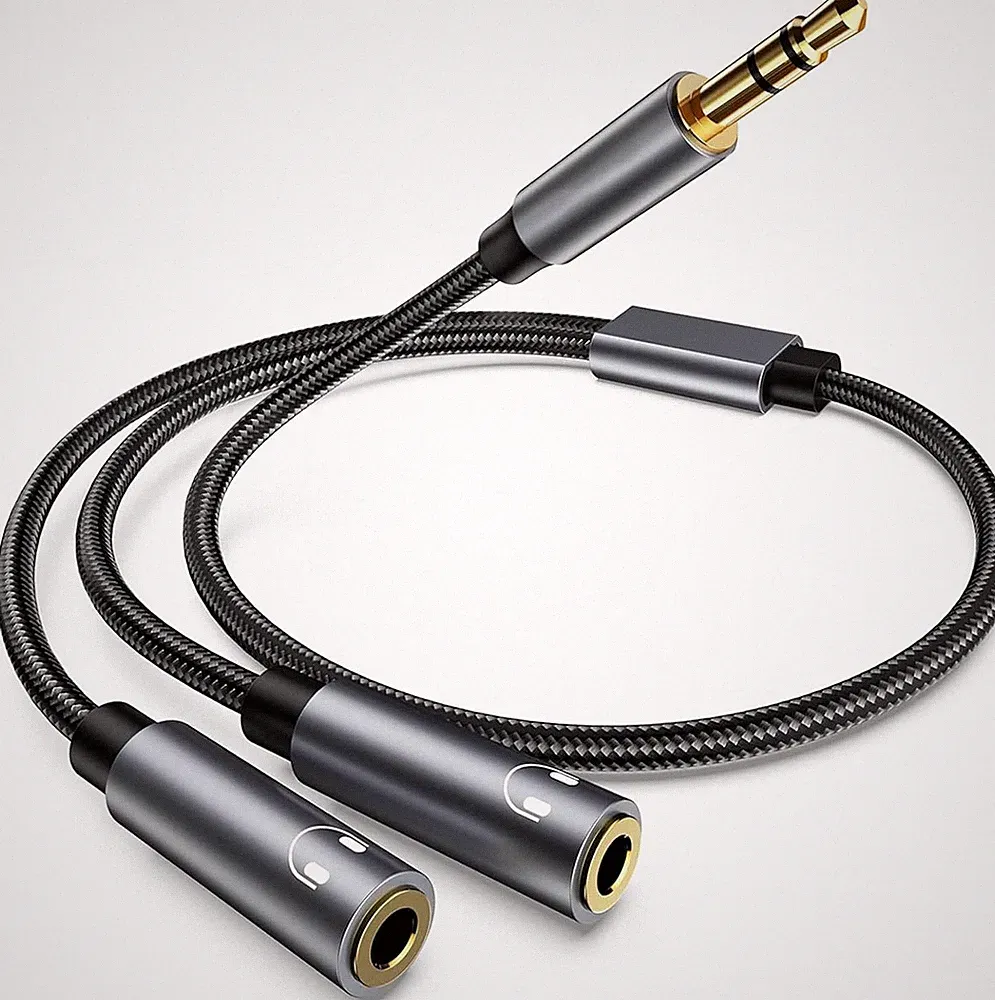 Kopfhörer-Splitter 3,5mm 1 Stecker auf 2 Buchsen Audio Adapter für Smartphone