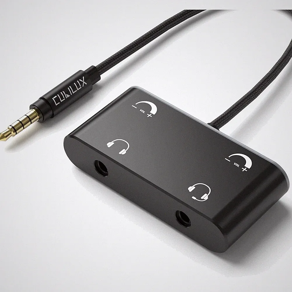 Kopfhörer Splitter Lautstärkeregler 3,5 mm Adapter für 2 Personen Audio