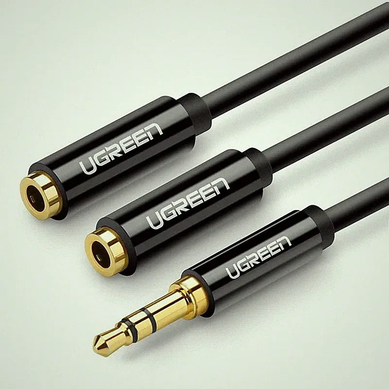 Kopfhörer-SplitterKabel 3,5 mm Mini-Klinke 25 cm Ugreen Audiokabel Schwarz