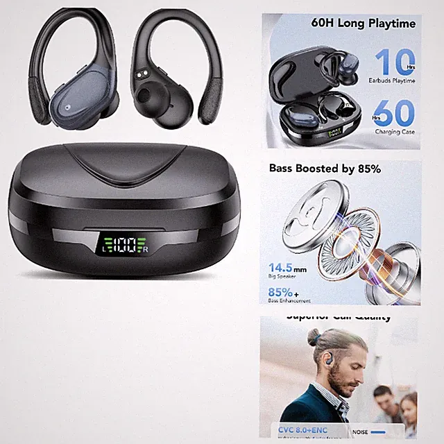 Kopfhörer Sport Bluetooth, Kabellos, 60 Std, Bluetooth 5.3, In Ear, CASCHO, IPX7
