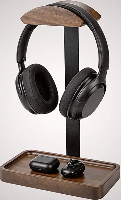 Kopfhörer Ständer Für Schreibtisch - Aus Massivem Holz Und Aluminium, Gaming Hea