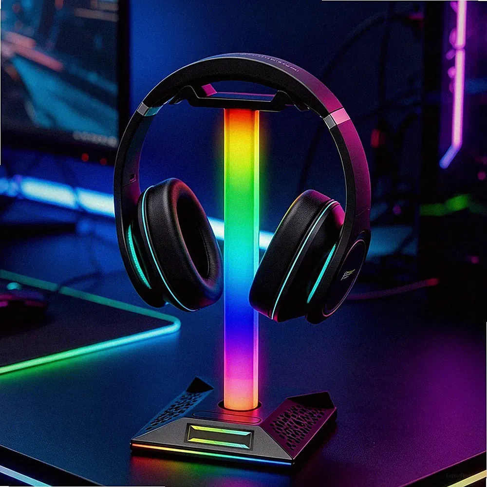 Kopfhörer Ständer LED Headset Halterung RGB Gaming Kopfhörer Halter mit 2 USB DE