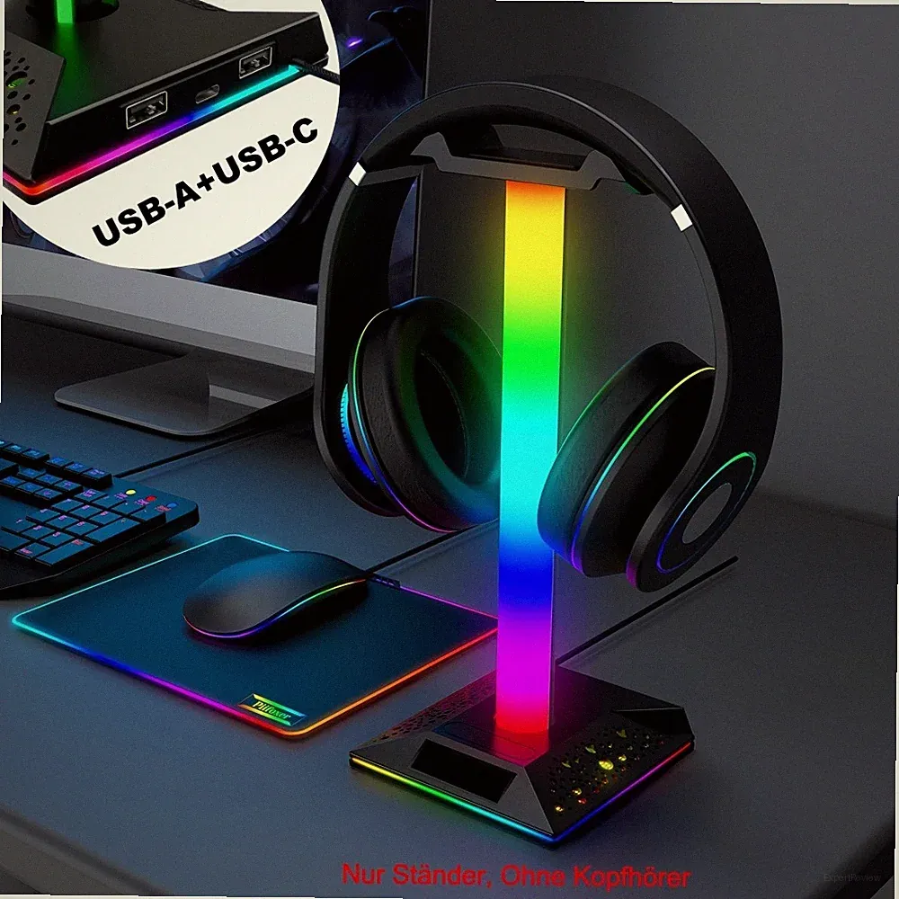 Kopfhörer Ständer LED RGB Headset Halterung Gaming Kopfhörer Halter mit USB TypC