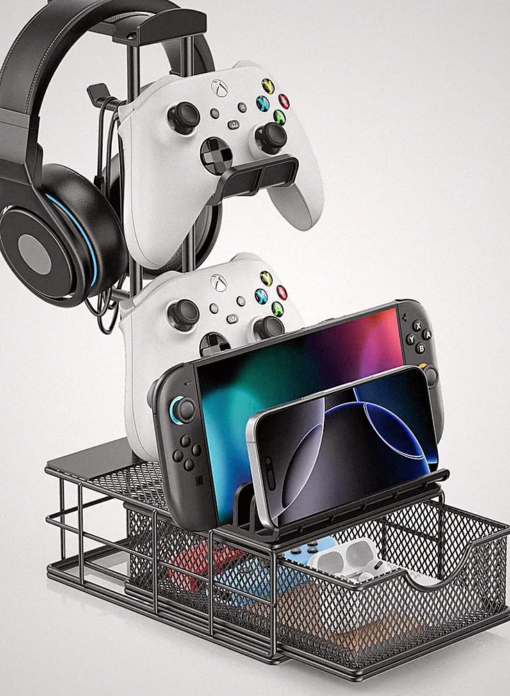 Kopfhörer Ständer mit Schublade Aluminium Universal Halterung für Gaming Tisch
