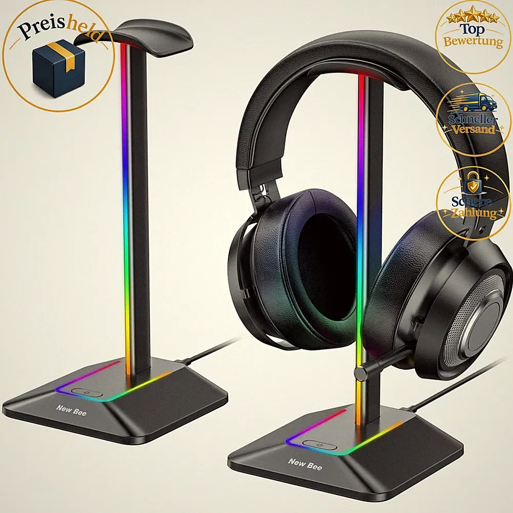 Kopfhörer Ständer RGB, Gaming Headset Halterung, Wireless Charge, Schwarz