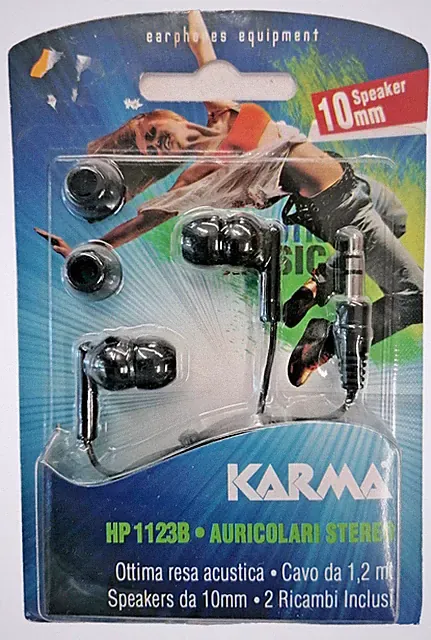 Kopfhörer Stereo Speaker 10mm Kabel 1,2 mt Klinke 3,5 schwarz Karma mit Ersatzteilen