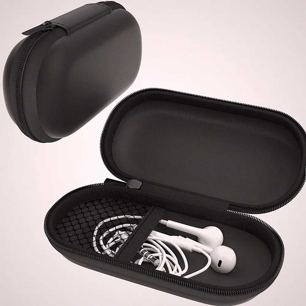 Kopfhörer Tasche Case Schutzhülle Aufbewahrungstasche Netzfach Oval Schwarz