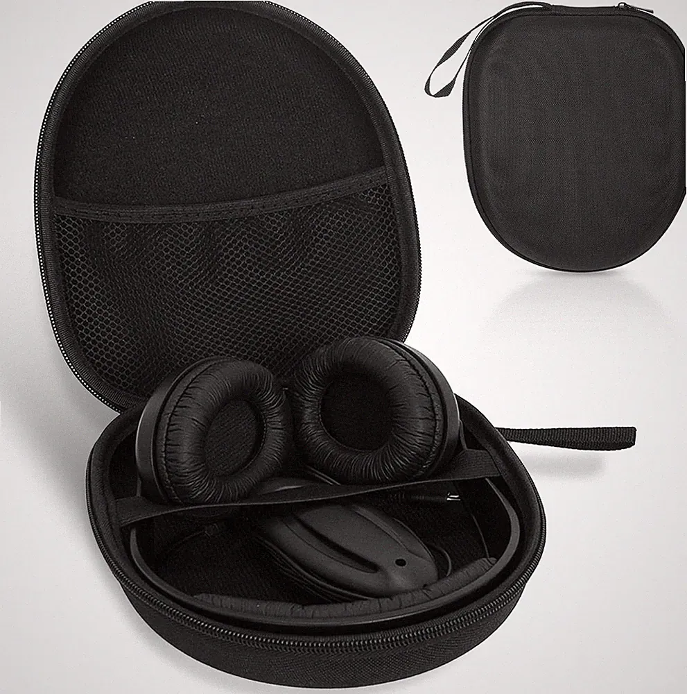 Kopfhörer Tasche für Over Ear Headset Mit Mesh-Fach, Schwarz, 23x19x6cm | k