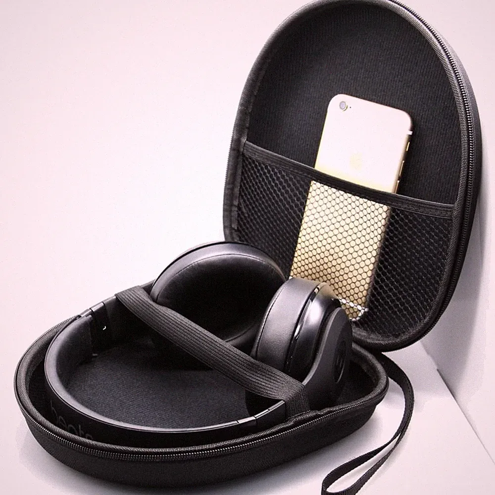 Kopfhörer Tasche Hülle Cover für On Ear Over Ear Headsets Nylon Schwarz 21x19...