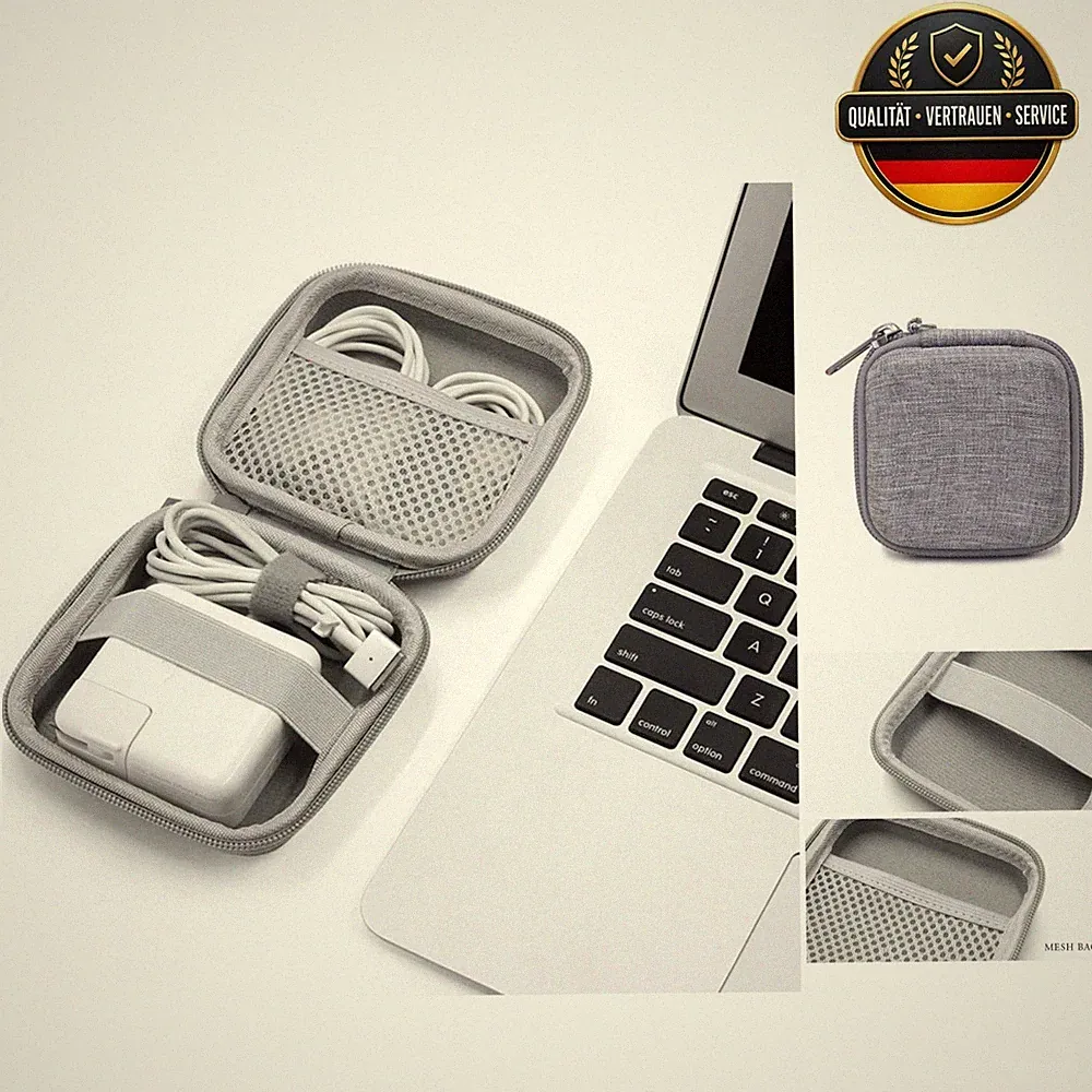 Kopfhörer Tasche Leder Organizer Schutzhülle für Kabel Ladegerät