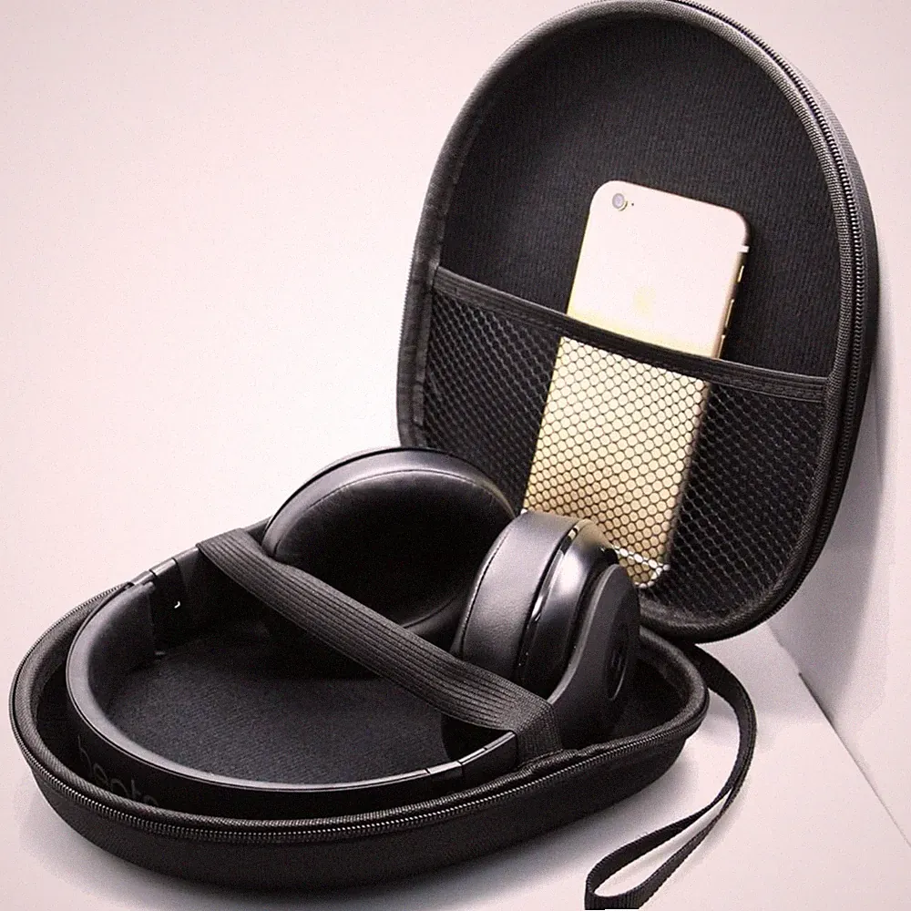 Kopfhörer Tasche Schwarz Nylon Samt Schutzhülle für Over Ear In Ear Inear