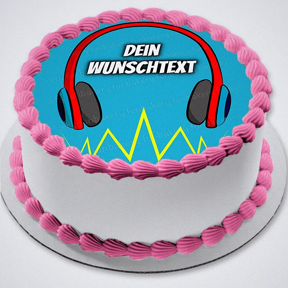 Kopfhörer Tortenbild Party Deko personalisiert Teenager Geburtstag Head Phones