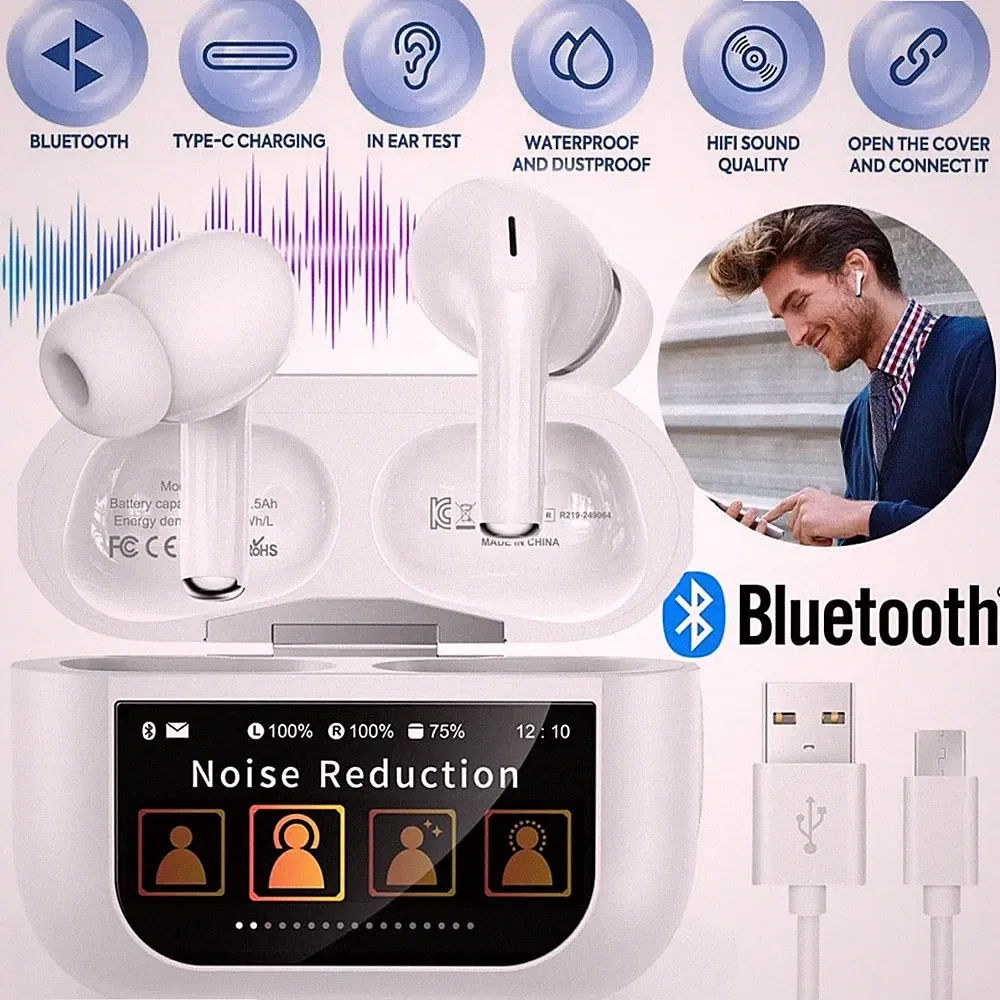 Kopfhörer True Wireless In-Ear Earbuds Bluetooth 5.4 Noise Cancelling ANC ENC