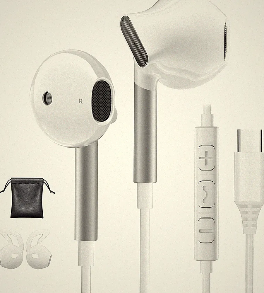 Kopfhörer USB C HiFi Stereo Kopfhörer mit Kabel USB C für Samsung iPhone | In Ea