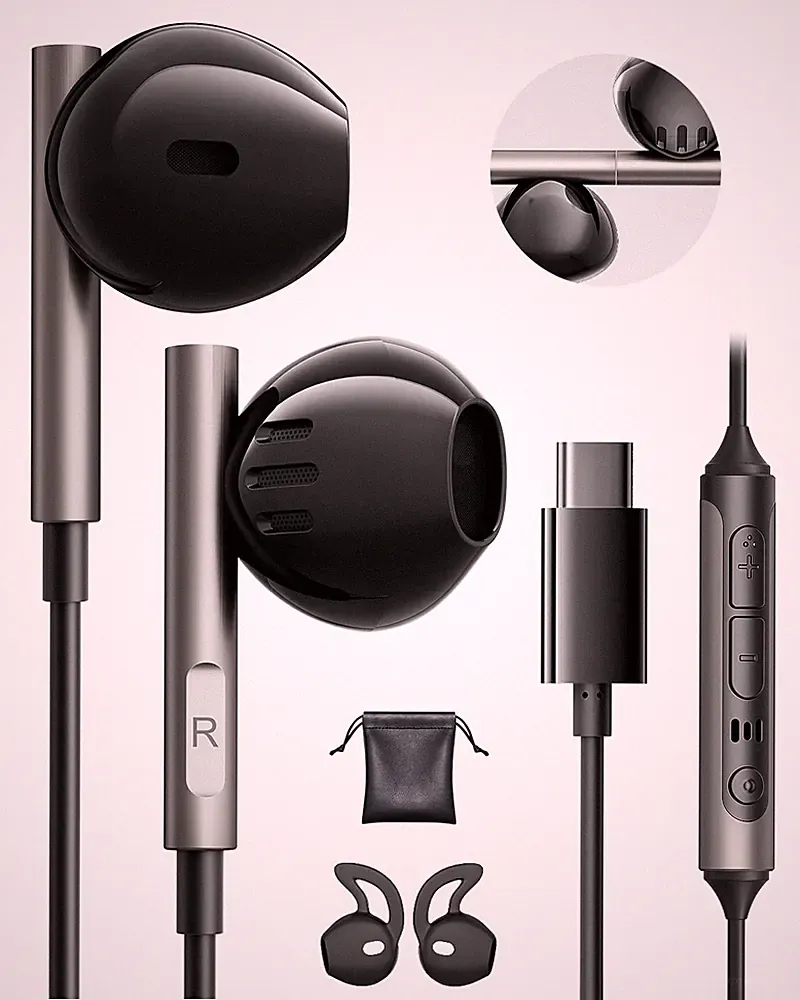Kopfhörer USB C Samsung iPhone 15 16 17 Pro Max Stereo Sound Mikrofon 14,2 mm