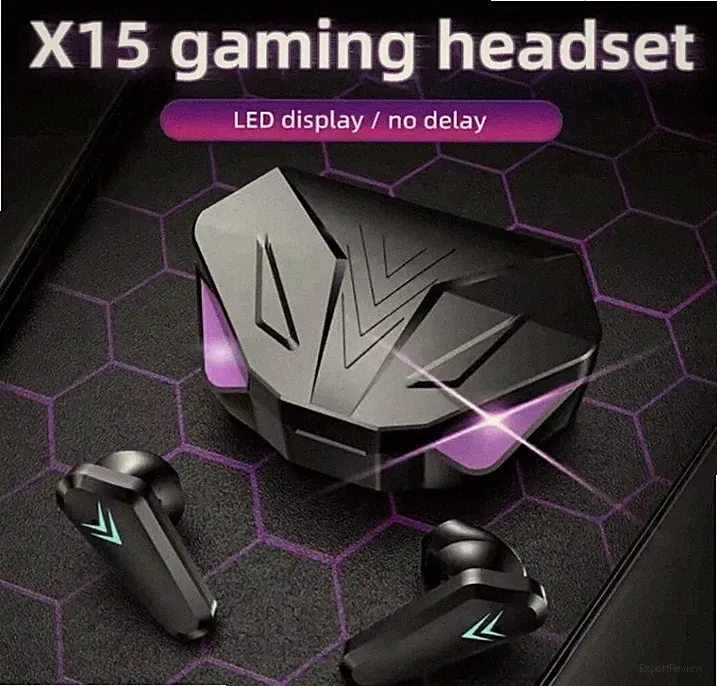 Kopfhörer X15 Bluetooth TWS In-Ear Gaming Earbuds, LED-Display, Schwarz, Doppelt