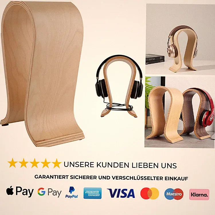 Kopfhörerhalter Holz Walnussholz 10x13x25