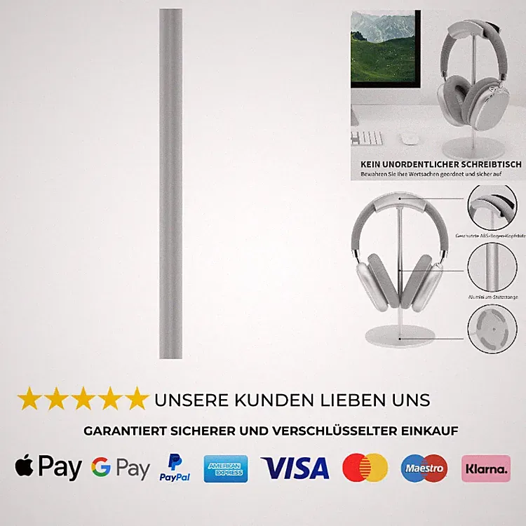 Kopfhörerhalter Metall Ständer für Platzersparnis und Präsentation