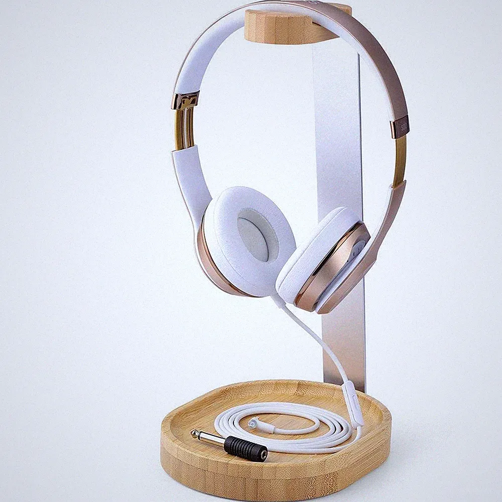 Kopfhörerständer Aluminium Holz Stabil Headset Halterung Kabelhalter 30,5cm