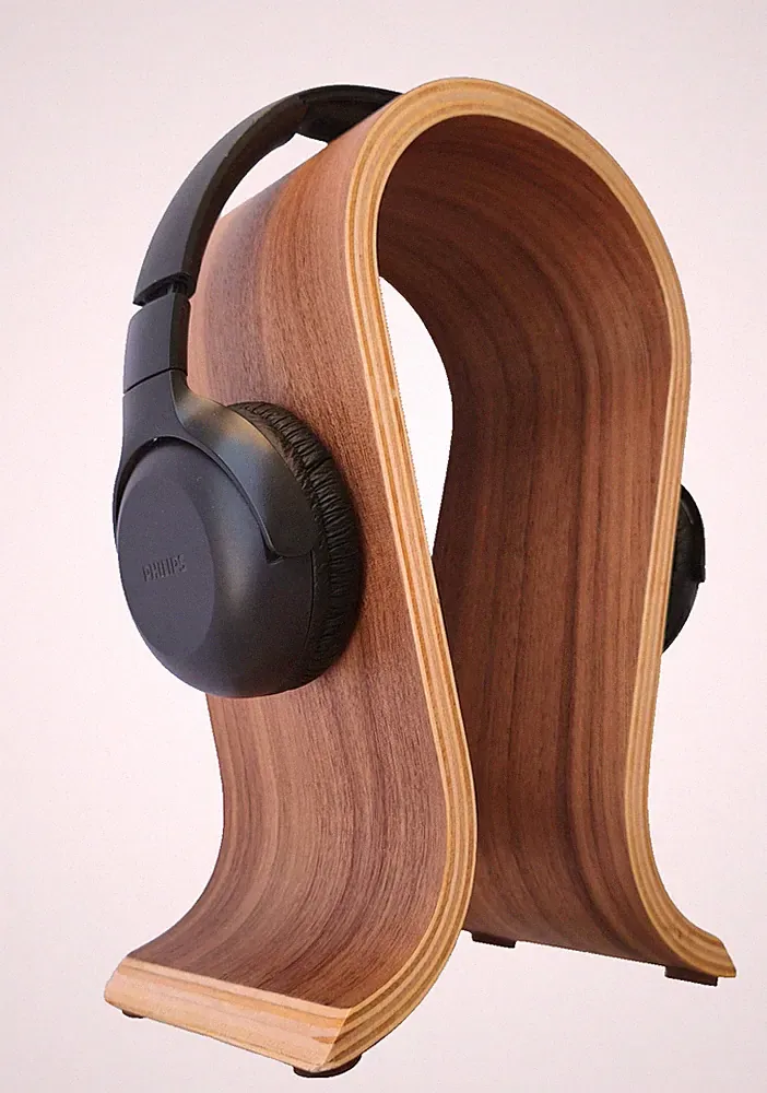Kopfhörerständer Echtholz Walnuss • Premium Display für Over-Ear • Schutz & Stil