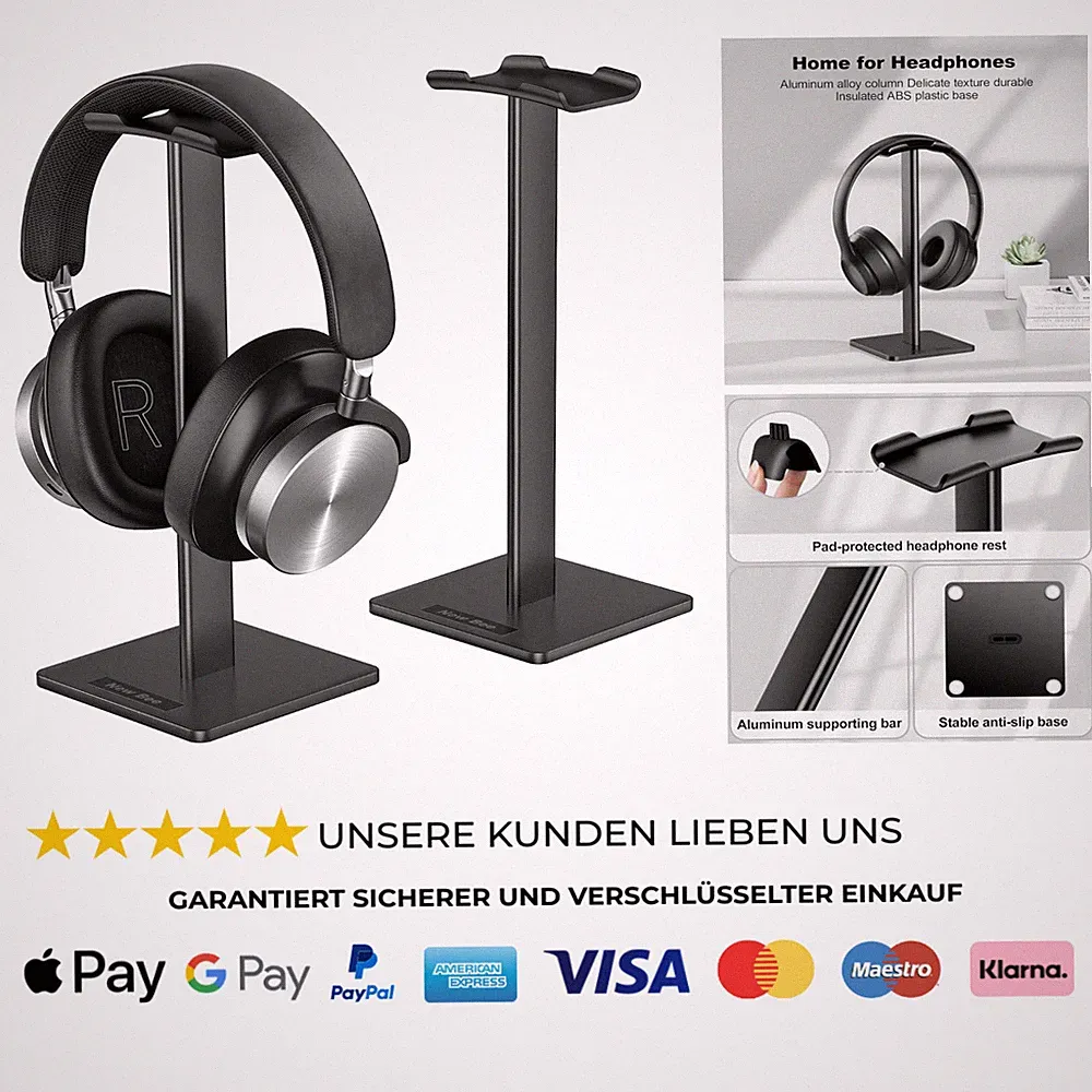 Kopfhörerständer, Headset-Ständer, Kopfhörerhalter, universal, Aluminium