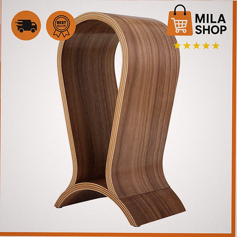 Kopfhoererstaender Holz Kopfhoerer Halter Headset Halterung Gaming Tisch