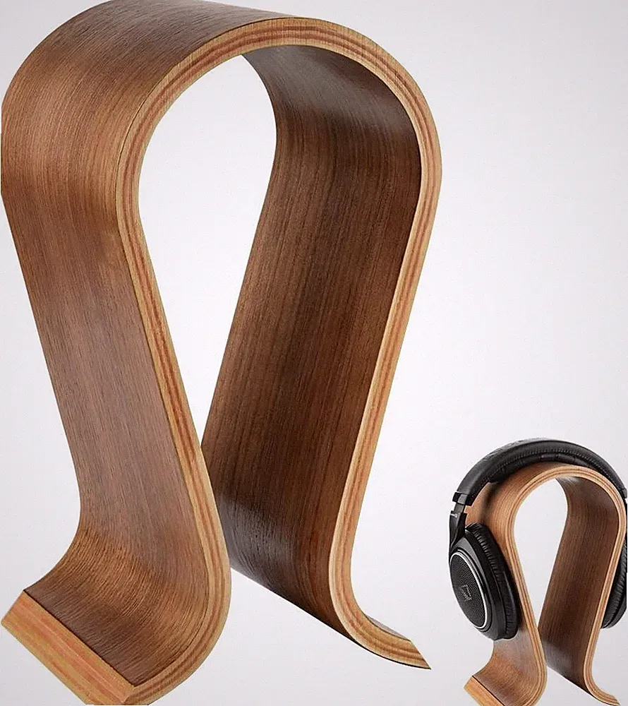 Kopfhörerständer Holz Walnuss-Finish Headset-Halter Schreibtisch-Display