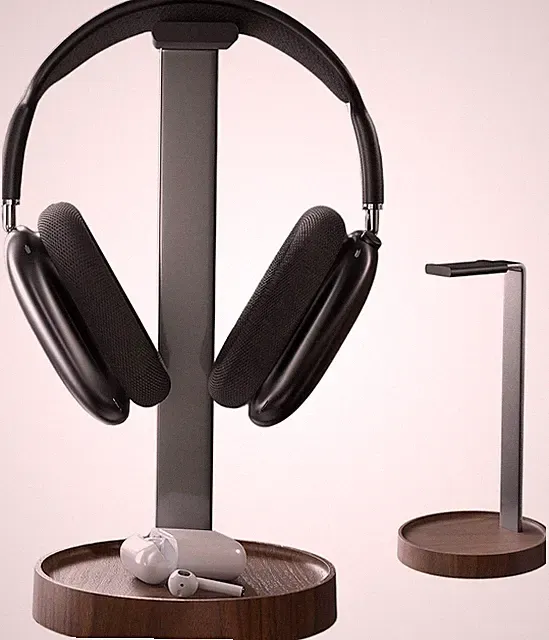 Kopfhörerständer Walnussholz Aluminium 27,9cm Stabil Universell Gaming Musik