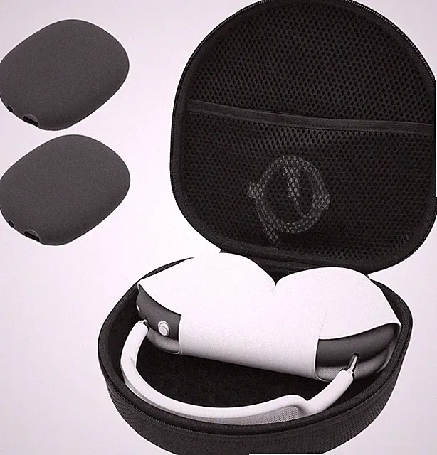 Kopfhörertasche Hartschale für AirPods Max mit Silikon Schutzhüllen Schwarz