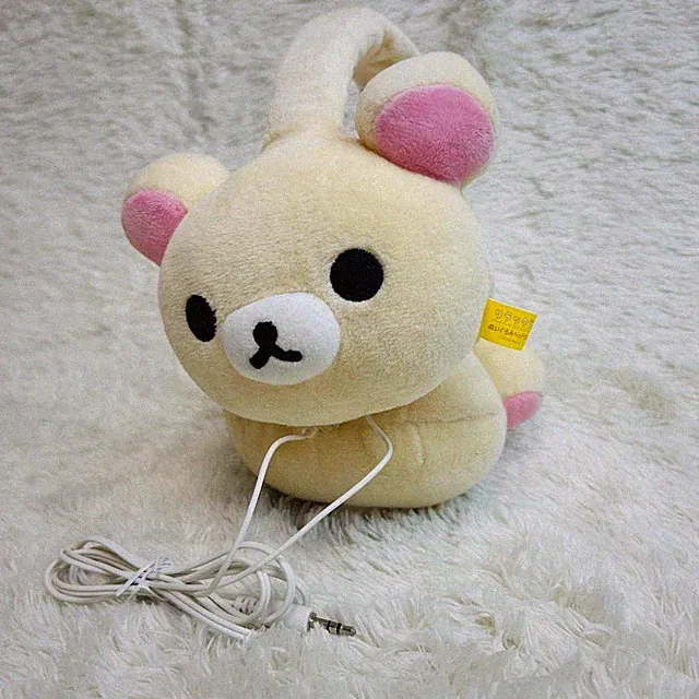 Korilakkuma Stofftier Kopfhörer San-X kabelgebunden Kopfbügel weiß