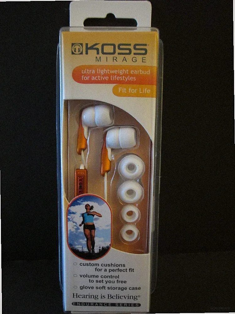 Koss Mirage In Ear Stereo-Kopfhörer orange, incl Lautst. Regler und Tasche OVP