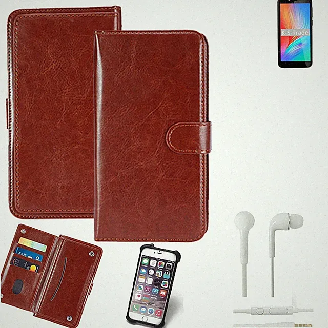 KUNSTLEDER HANDYTASCHE FÜR Haier Titan T5 + KOPFHÖRER SCHUTZ HÜLLE WALLET BOO