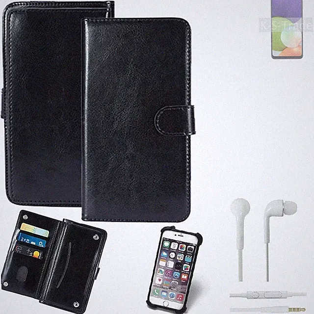 KUNSTLEDER HANDYTASCHE FÜR Samsung Galaxy A22 + KOPFHÖRER SCHUTZ HÜLLE WALLET