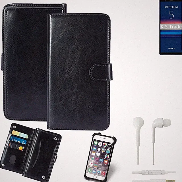 KUNSTLEDER HANDYTASCHE FÜR Sony Xperia 5 + KOPFHÖRER SCHUTZ HÜLLE WALLET BOOK
