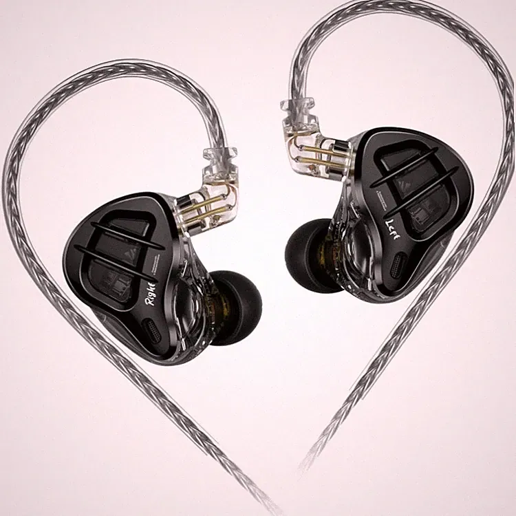 KZ ZAR In Ear Kopfhörer, 1DD 7BA Hybrid, HiFi Bass, 3,5 mm Klinke, Schwarz