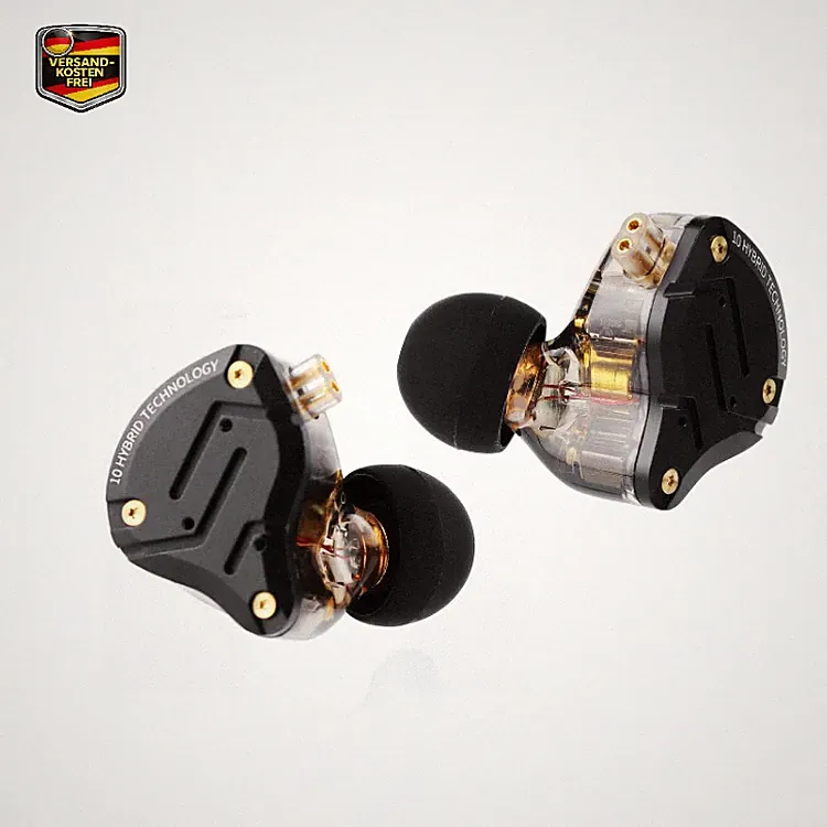 KZ ZS10 Pro In-Ear-Monitor, 4BA 1DD Hybrid-Kopfhörer, Geräuschabschirmung, Dark