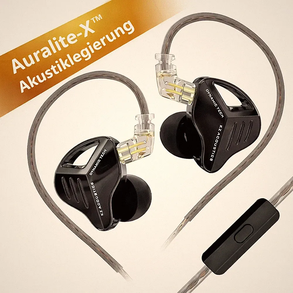 ✅KZ ZVX HiFi In-Ear Kopfhörer mit Mikrofon | Profi Sound | Schwarz 3,5mm