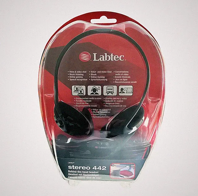 Labtec Stereo 442 Nackenbügel Stereo Headset 2 x Klinke Kopfhörer Mikro Schwarz