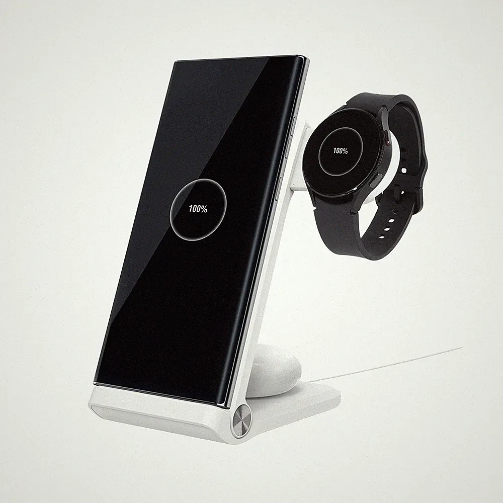 Ladestation für Smartphone + Kopfhörer + Smartwatch mit Rechnung