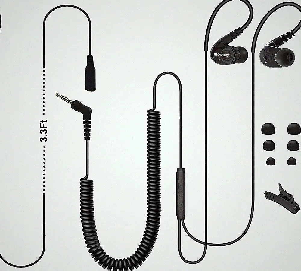 Lange Kabel In-Ear Ohrhörer TV 4,8 m Kabel Bass Stereo für PC | Extra Langes 4