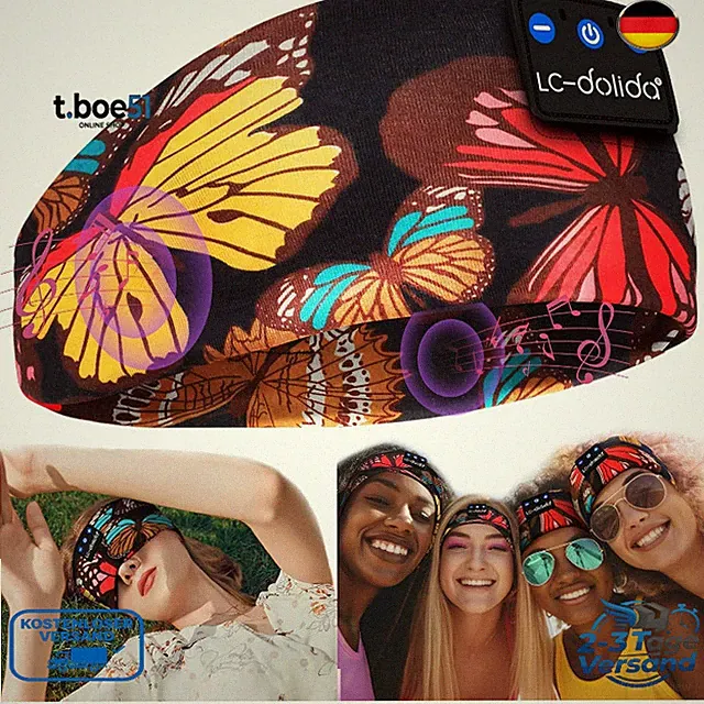 LC-dolida Bluetooth 5.4 Schlafkopfhörer Headband Stirnband Musikstirn