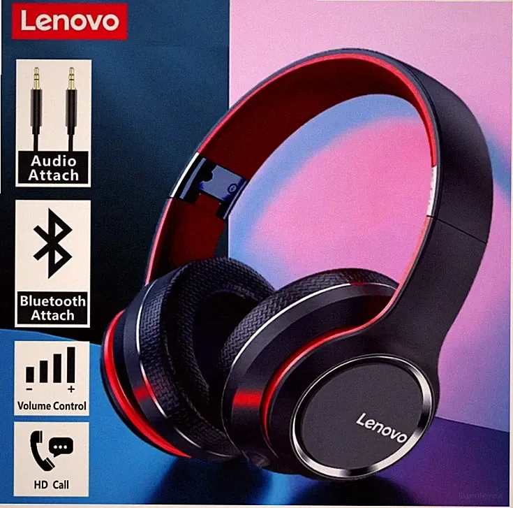Lenovo Bluetooth Kopfhörer Over Ear 5.0 kabellos Stereo Bass Mikrofon HiFi Sound