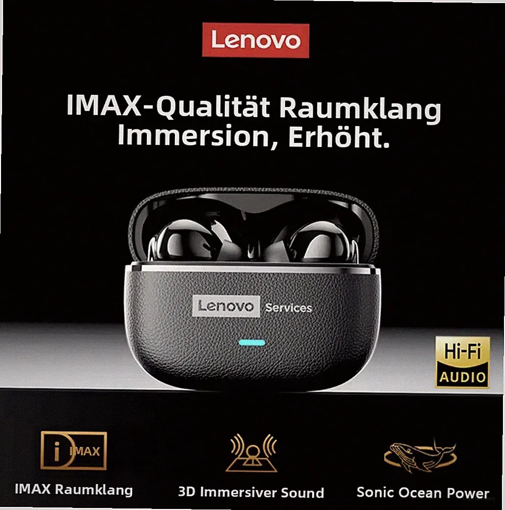 Lenovo LE208 TWS Bluetooth 6.0 – Leder Ohrhörer, ENC, Gaming, Niedrige Latenz