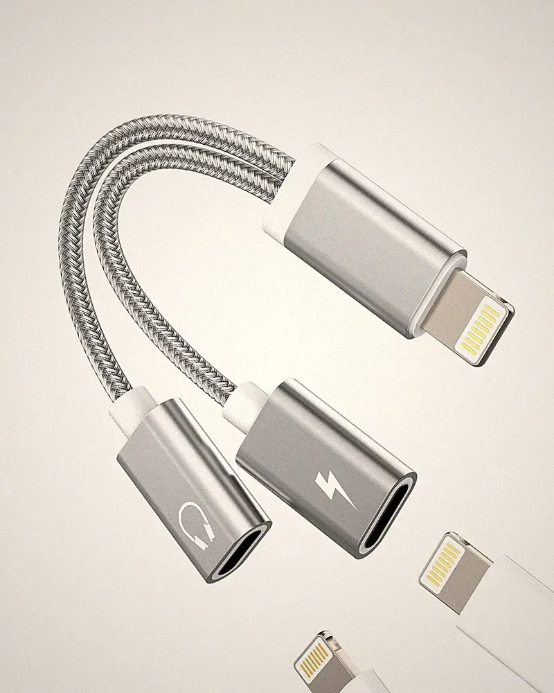 Lightning Adapter(2 in 1) Doppelstecker Kopfhörer Und Laden Klinke für Apple