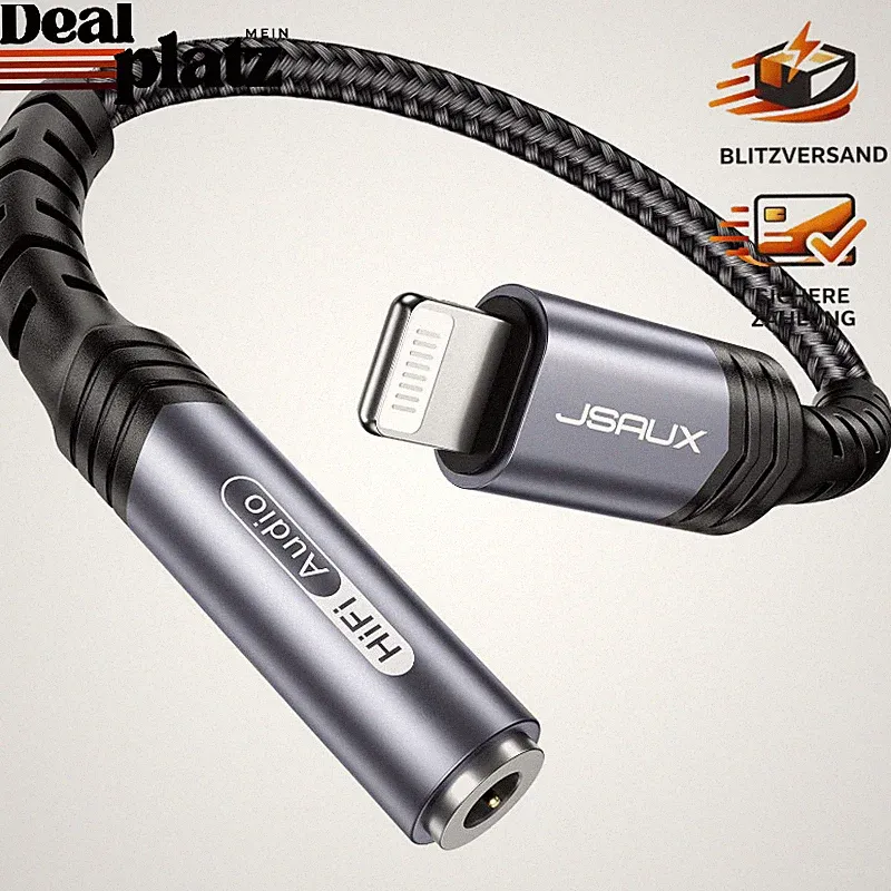 Lightning auf 3,5 mm Kopfhörer Adapter MFI für iPhone 14 13 12 11