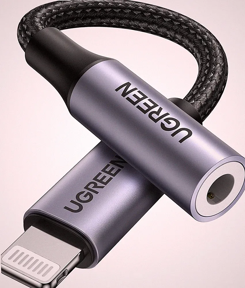 Lightning zu Klinke Adapter 3,5mm Aux für iPhone, Kopfhörer, Audio, Grau