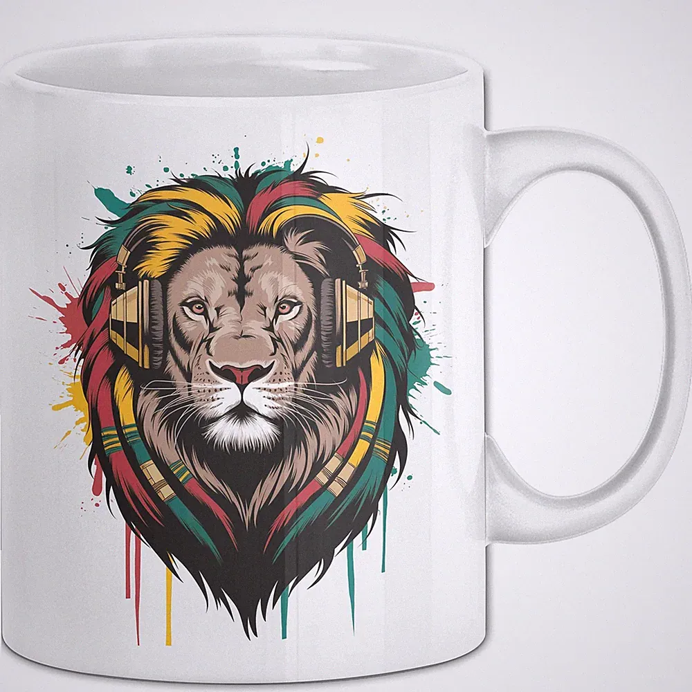 Löwe Tier Kopfhörer Sonnenbrille Tasse Geschenk Lustige Geschenkidee Spruch