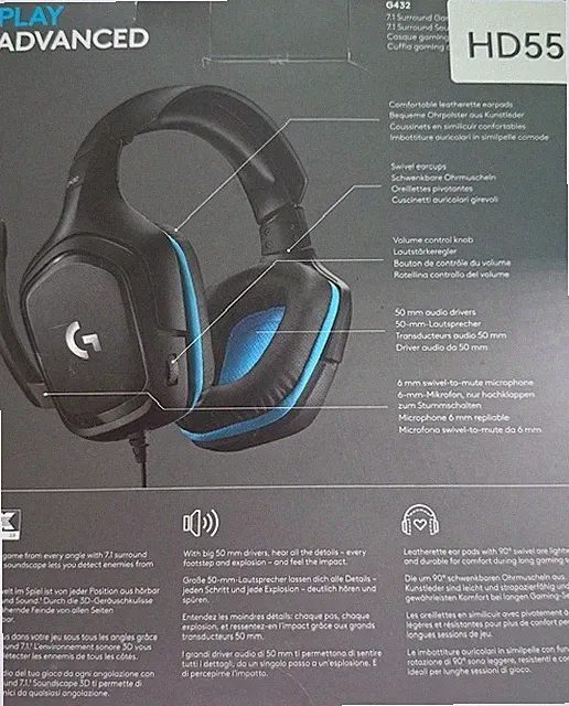 Logitech G432 kabelgebundenes Gaming-Headset für Ersatzteile / funktioniert...