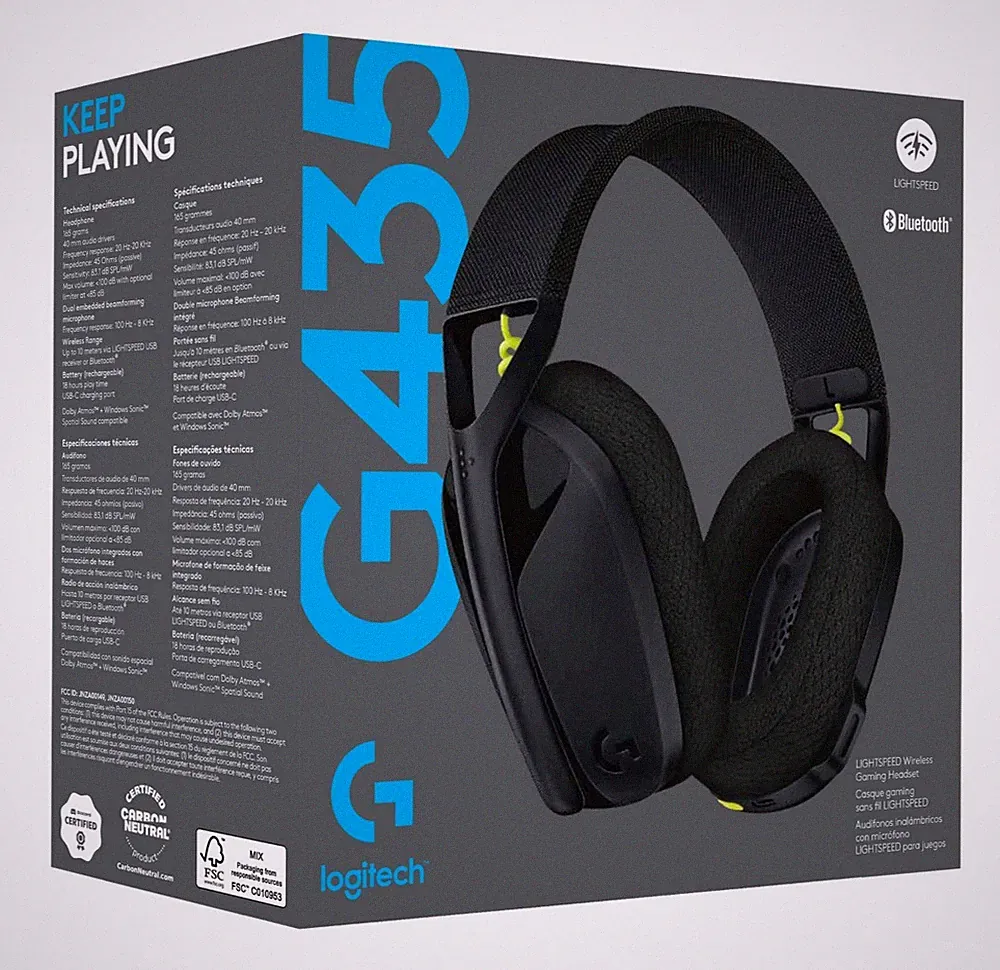 Logitech G435 LIGHTSPEED Gaming Headset Bluetooth Wireles PS4/5 Verp. beschäd