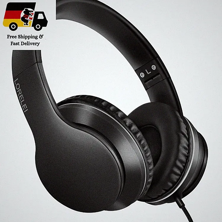 LORELEI X6 Over-Ear Kopfhörer mit Mikrofon, Faltbar, 40mm Treiber, Space Black